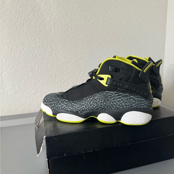 Jordan 6 Rings Black/Venom Green Size 6Y/Women 7.5 - Picture 2 of 7
